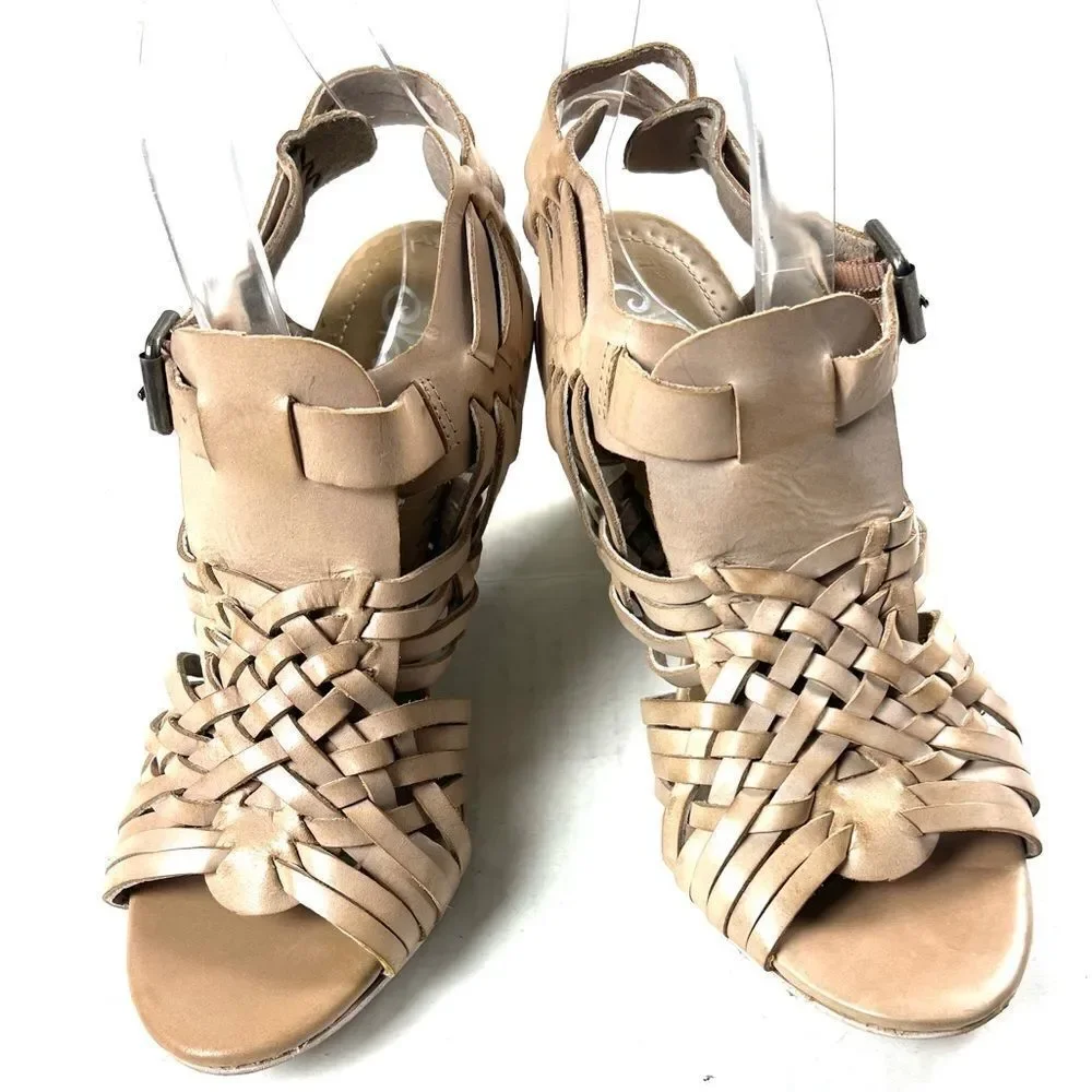 Naughty Monkey Dually Noted Leather Wedge Sandals